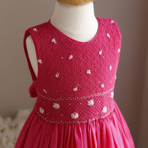 Smocked Pink Dress Size 6x Luli & Me Embroidery Vacation Party Spring Summer NWT - Picture 3 of 9